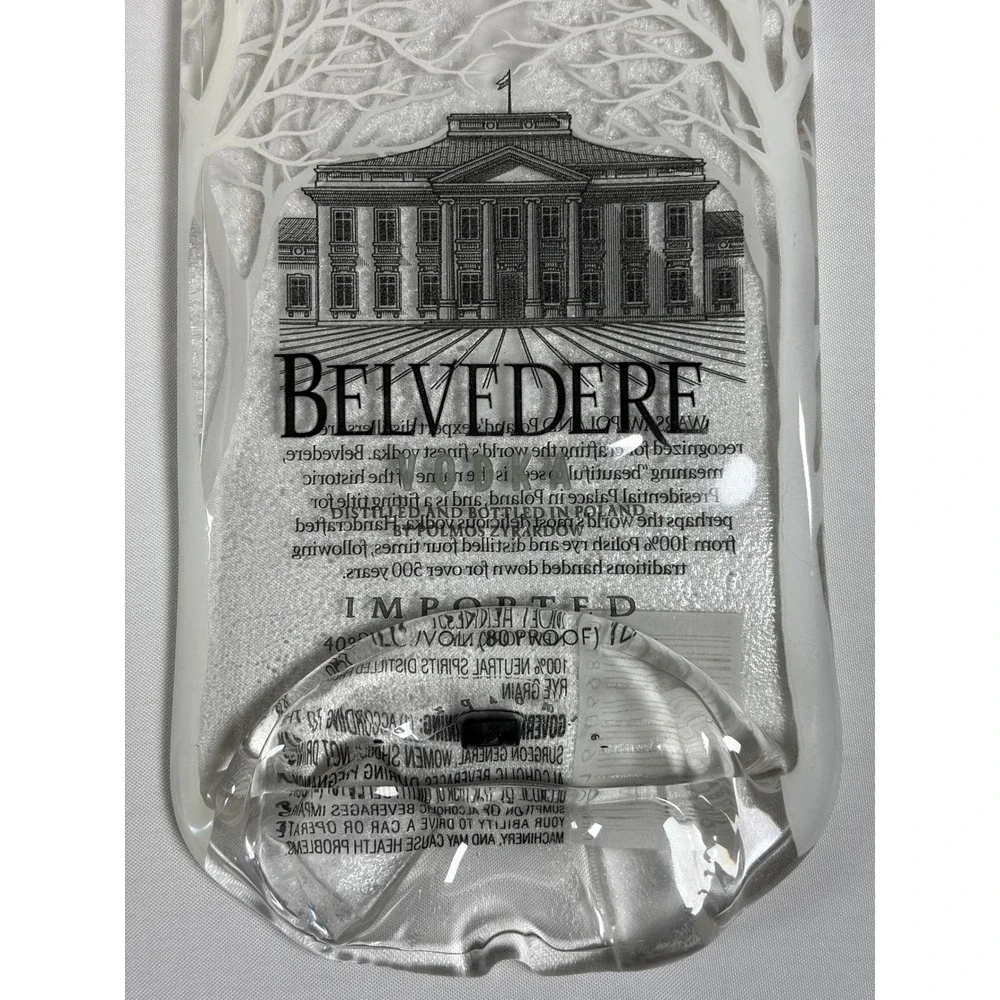 Vtg Belvedere Vodka Slumped Glass Bottle Tray Upcycled‎ Melted Serving Dish MCM